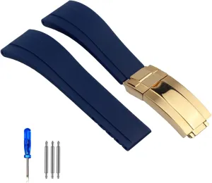 Green Waterproof Silicon Watches Band Bracelet 20mm 21mm (Color : wake sandy Silver White, Size : 20mm) Rubber Watch Strap for Rolex Tudor Wristband Black Blue 