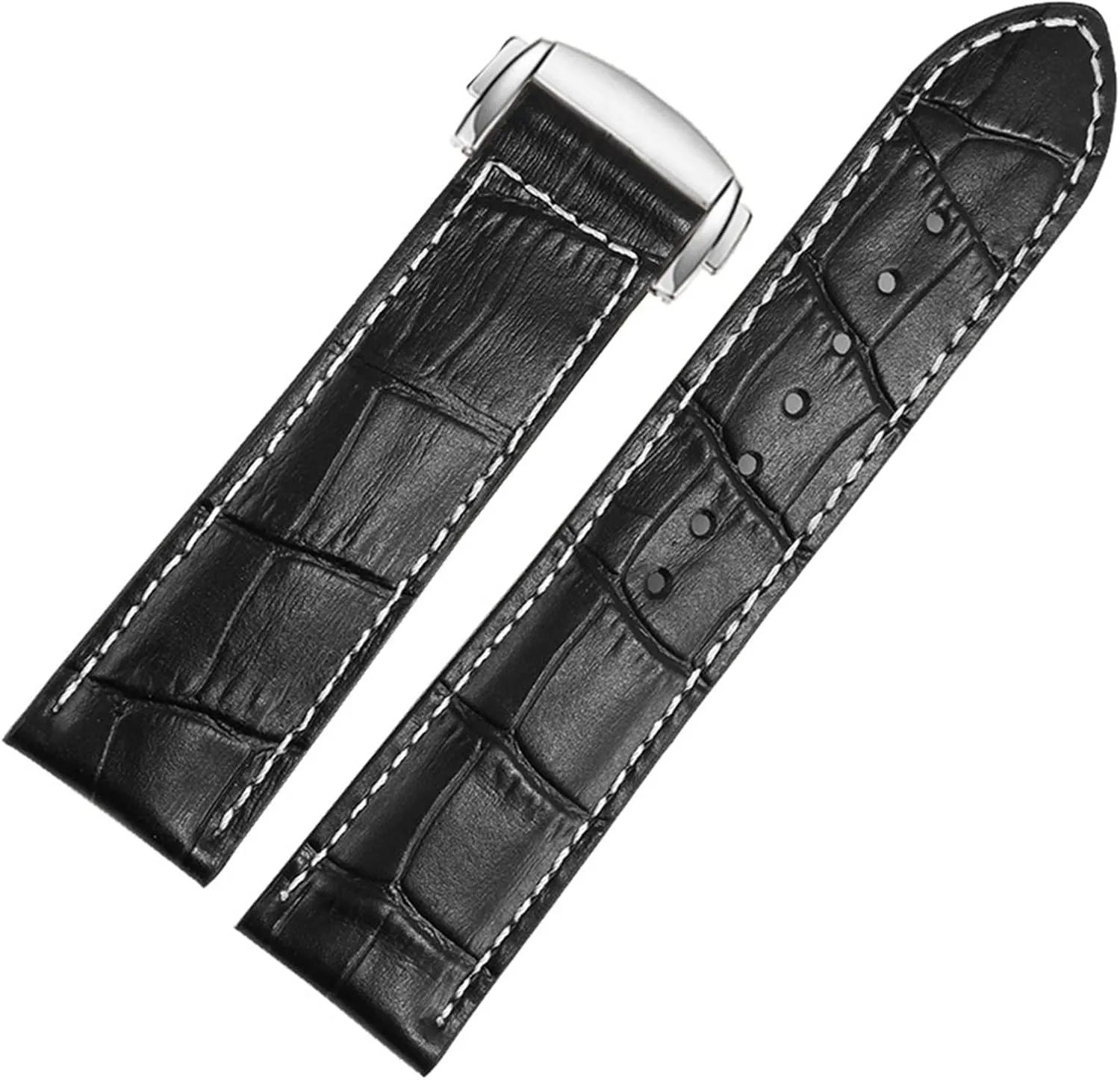Hamilton Kaqi Field Aviation Frosted Folding Buckle Watch prevalent purchase encircle Chain 20mm 22mm Strap (Color : Black-Silver, Size : 22mm) Genuine Leather Watch Band for 