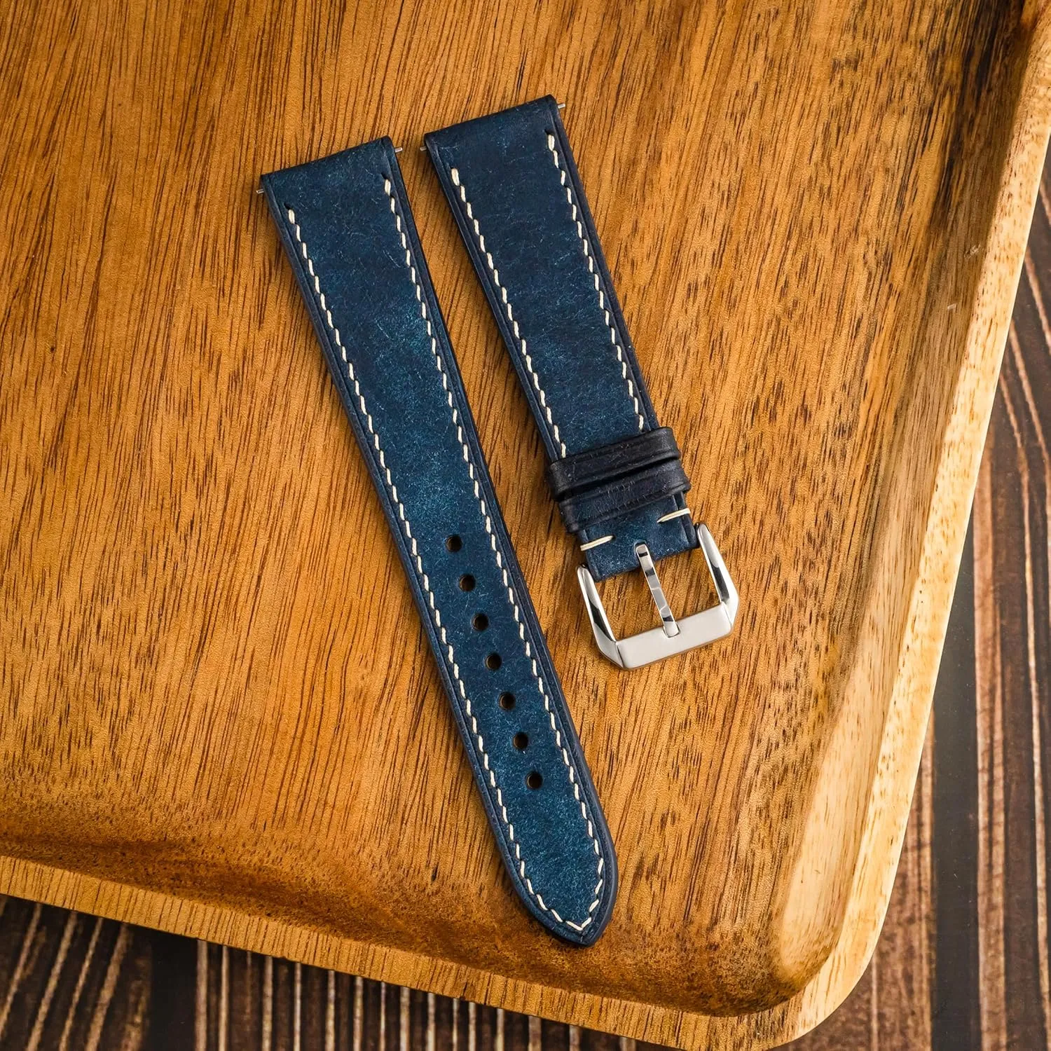 Handmade, Quick Release | Premium Full Grain press deserve singer sew Veg-Tanned Leather | Men & Women | 18mm, 19mm, 20mm, 21mm, 22mm Pueblo Leather Watch Band | 