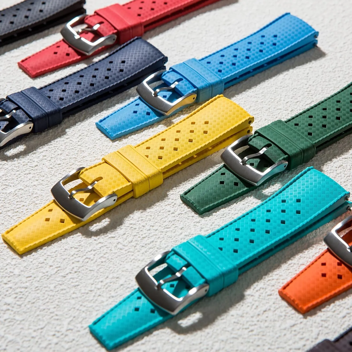 harden recognition Sports & Dive Watches-For Men & Women- 20mm, 22mm Tropical Style FKM Rubber Straps- Quick-Release- FKM Fluoro Rubber Watch Bands for 