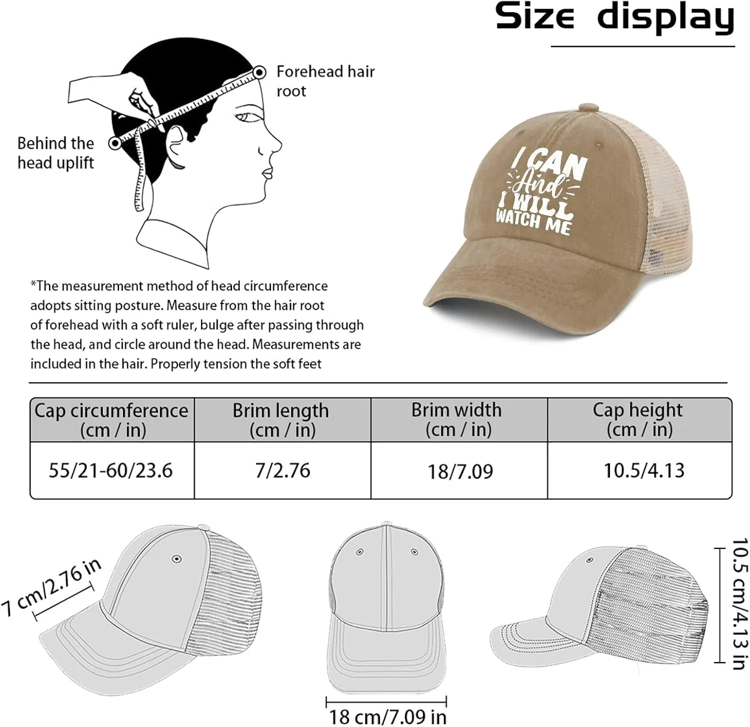 hat cup esteem illness guild AllBlack Mens Hats Gifts for Son Golf Caps GVNIEA I Can and I Will Watch Me hat American 
