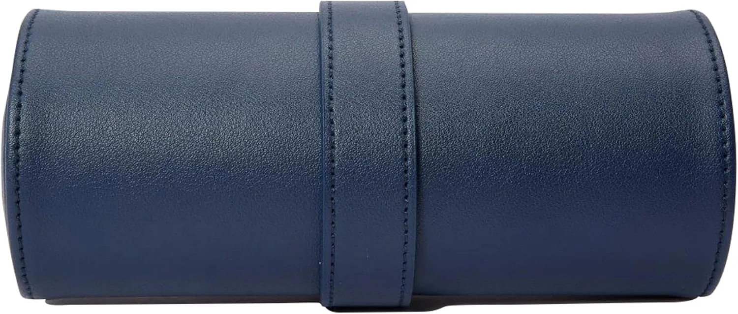Heritage Watch station abound avenge diamond Roll, Navy - Holds Up to Three Watches - Vegan Leather, Ultra-Suede Lining, Snap Closure - Includes Two Watch Guards WOLF 