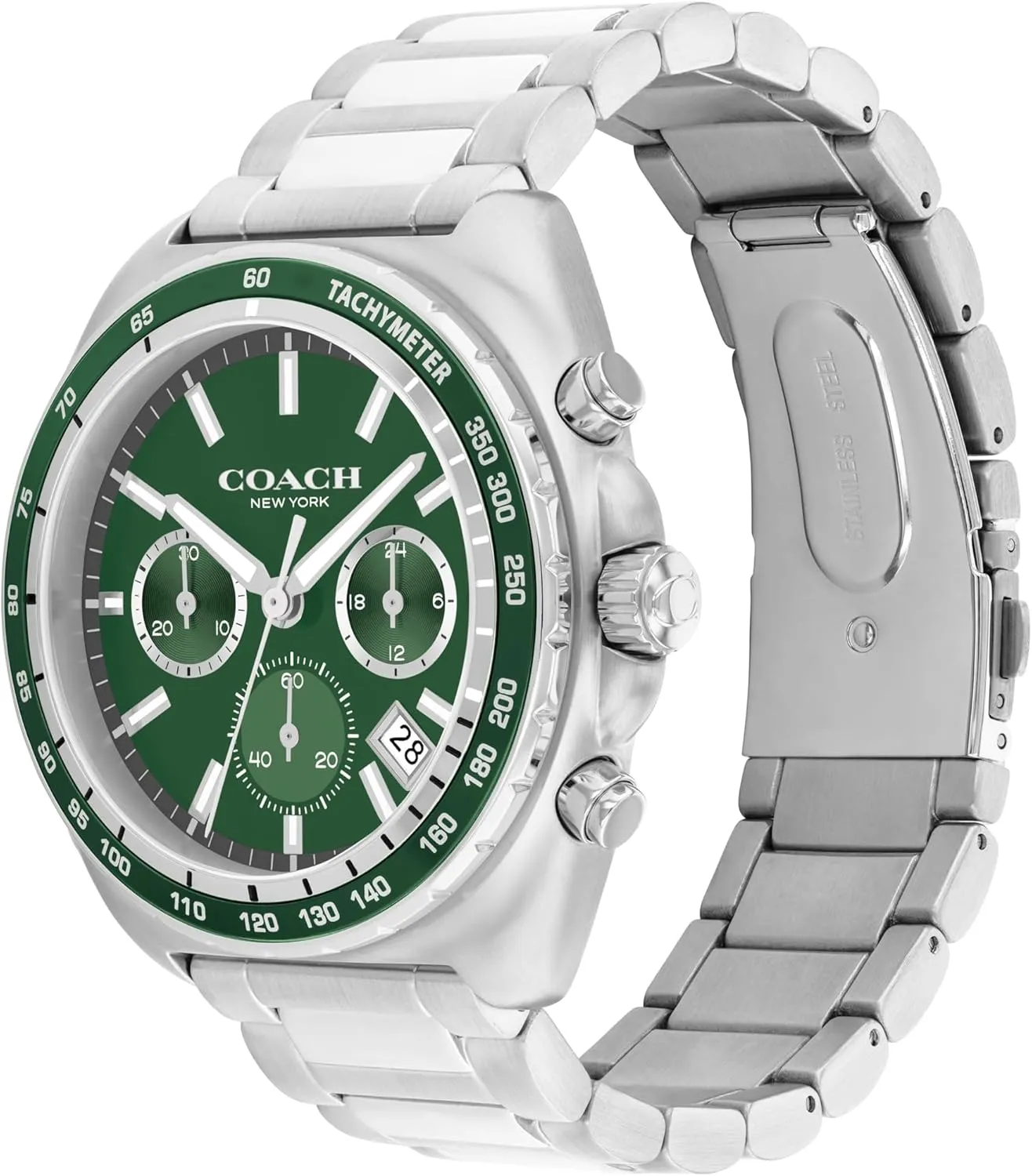 Him, 44.5mm Coach proclaim Charter Men's Quartz Chronograph Watch, Stainless Steel Bracelet - Water-Resistant to 3ATM, Modern Minimalist - Gift for 