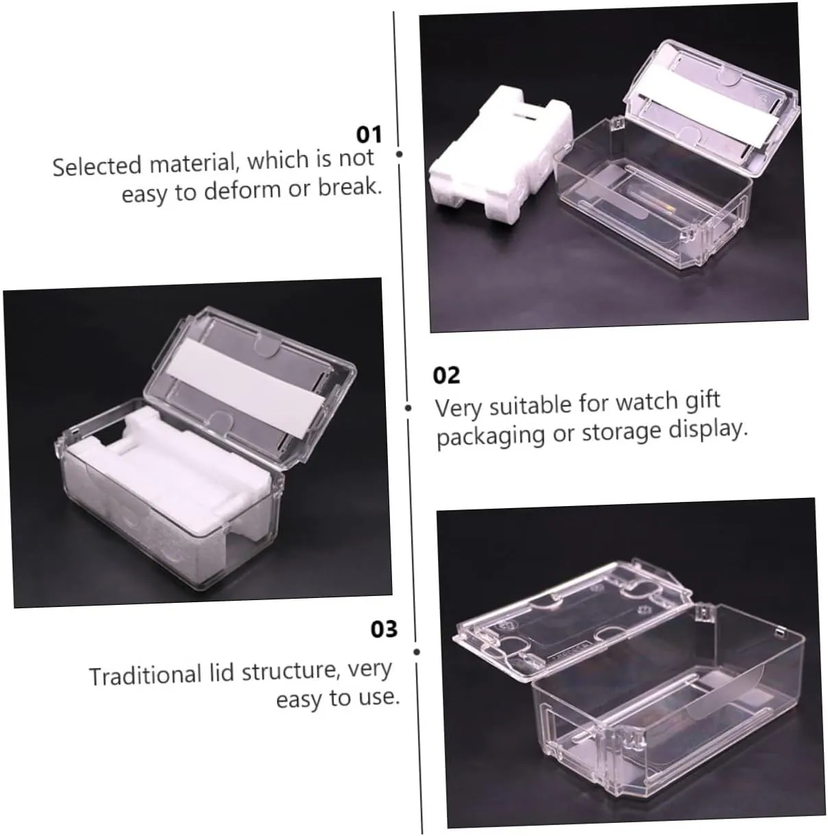Holder Thickened Material for Secure Holding and pack giant impermeable Use GALPADA 2pcs Transparent Watch Display Box Sturdy Watch Storage Organizer Inner 