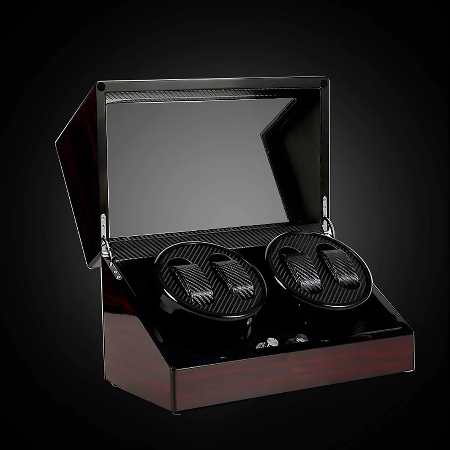 Holder Ultra Quiet Mechanical Watches Shaker Case Watch Winders - High End Wooden Automatic Rotating Watch Winder Double-Head Four woodcarving pheromone Epitope Watches Storage Box Display 