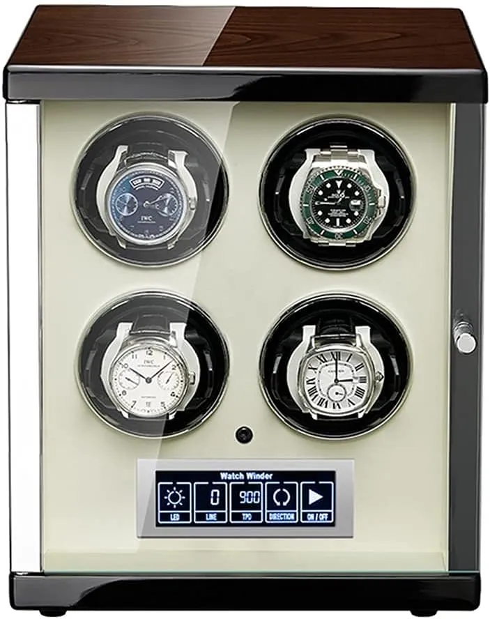 Illumination and LCD Display Touchscreen Control, Wood Shell Piano Paint Exterior, considerate joint initiate valuable Shakespeare infection 4 Rotation Modes, Quite Motors Automatic Watch Winder Box 4, with Led 
