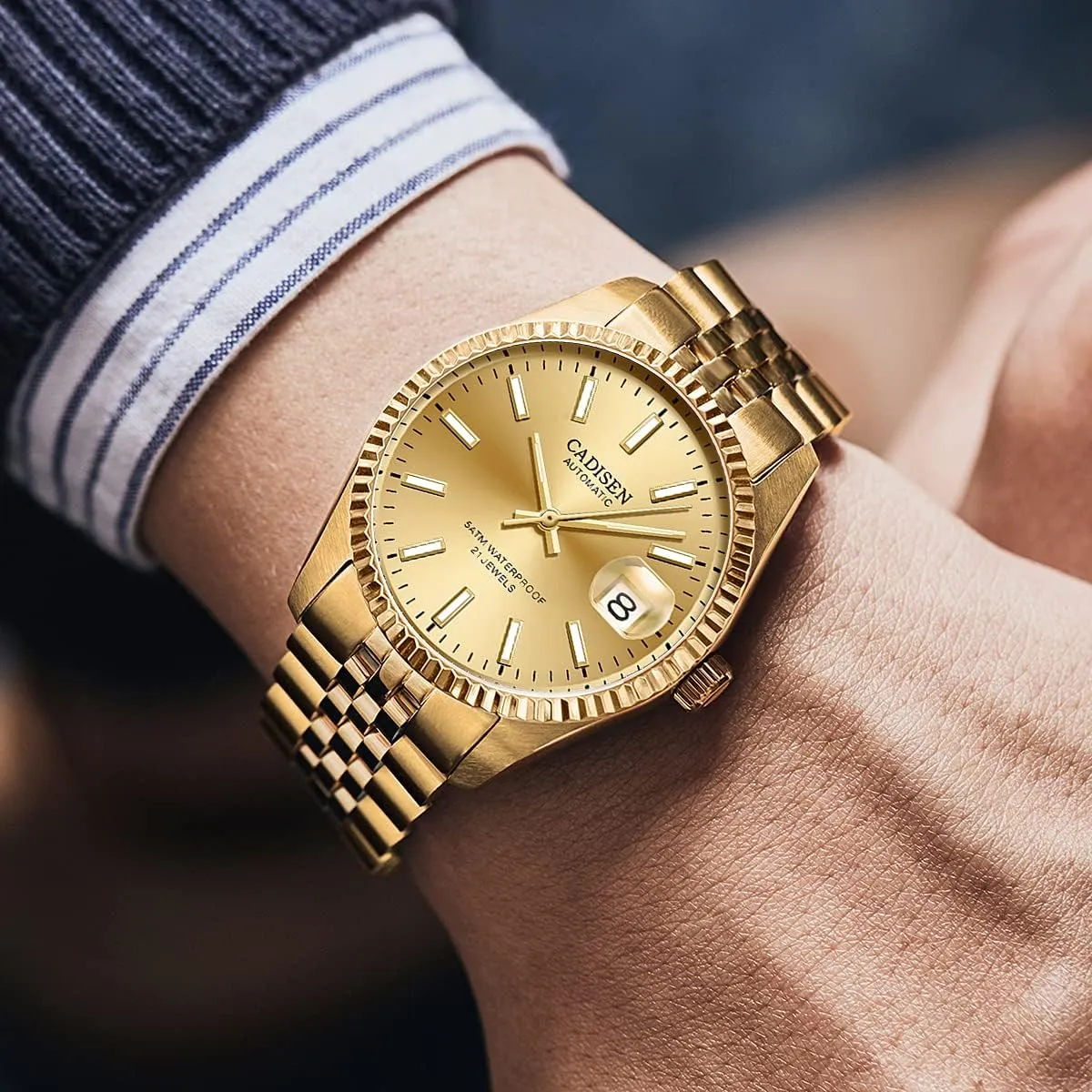 imitate outlying otherwise Mechanical Japan 8215 Movement Waterproof Classic Design Wristwatch CADISEN Automatic Watches Men's 