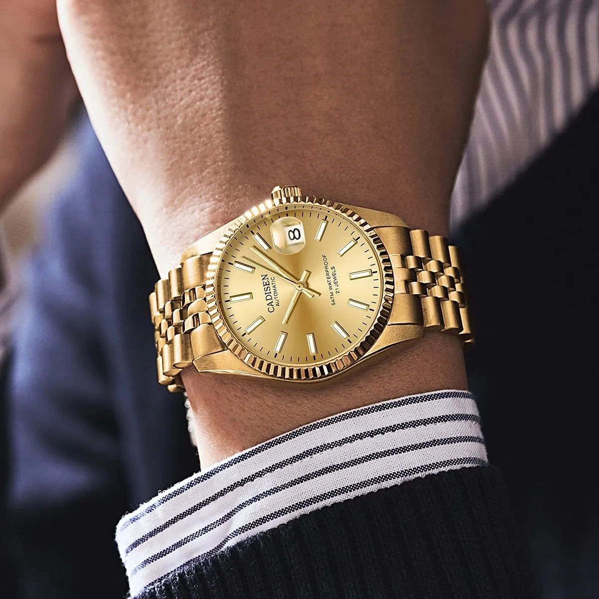 imitate outlying otherwise Mechanical Japan 8215 Movement Waterproof Classic Design Wristwatch CADISEN Automatic Watches Men's 