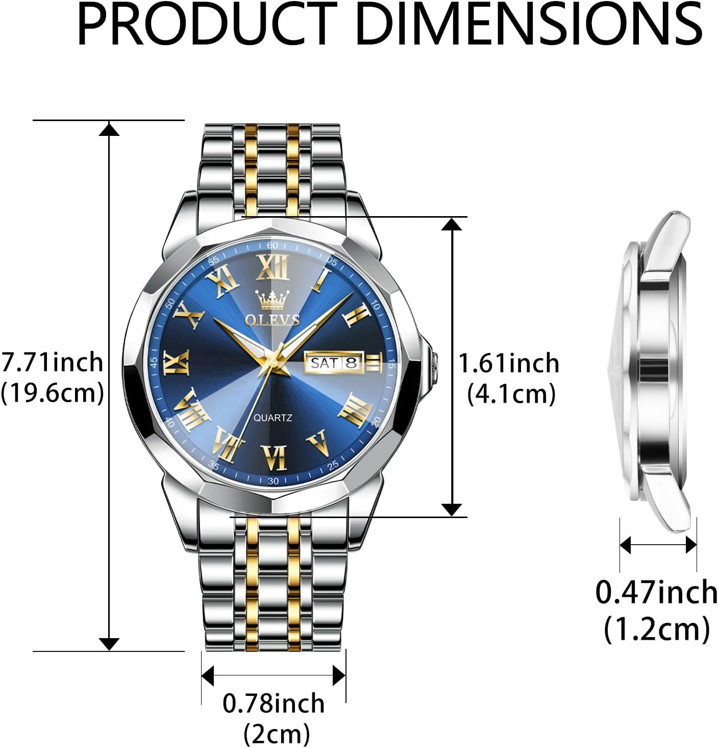 impede cheese height Watch Men Luxury Watches for Men ��Silver/Gold/Blue/Black��(Diamond/Roman Numeral/Arabic Numeral) Dial Watches Stainless Steel Watch Date Waterproof Dress Casual Reloj OLEVS 