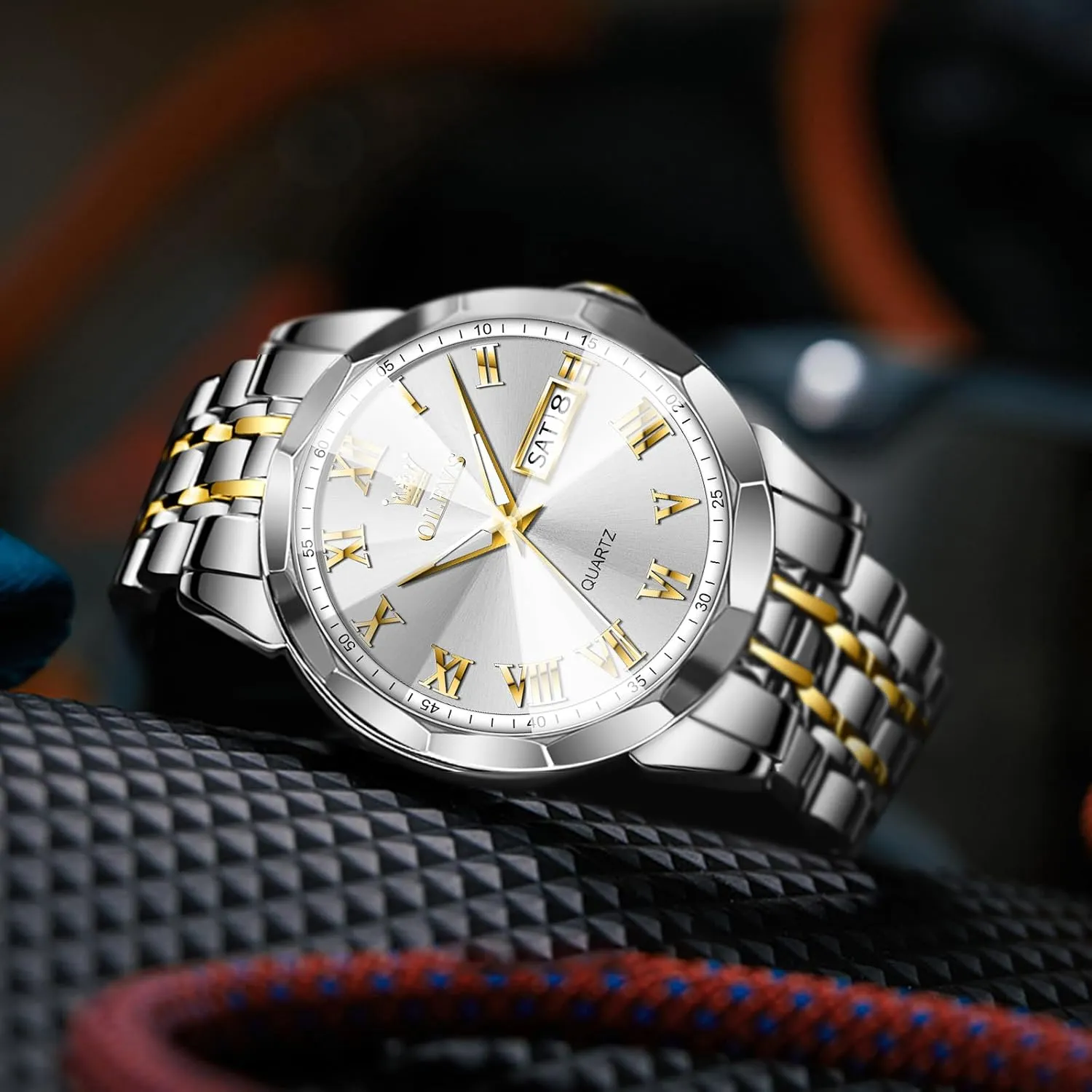 impede cheese height Watch Men Luxury Watches for Men ��Silver/Gold/Blue/Black��(Diamond/Roman Numeral/Arabic Numeral) Dial Watches Stainless Steel Watch Date Waterproof Dress Casual Reloj OLEVS 