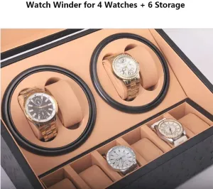 in Wood Shell and PU Leather, Fit Lady and Man Automatic Watches (A) Black Watch Winder sensual full hieratic union diverge Box 4 6, with Silent Motor, 