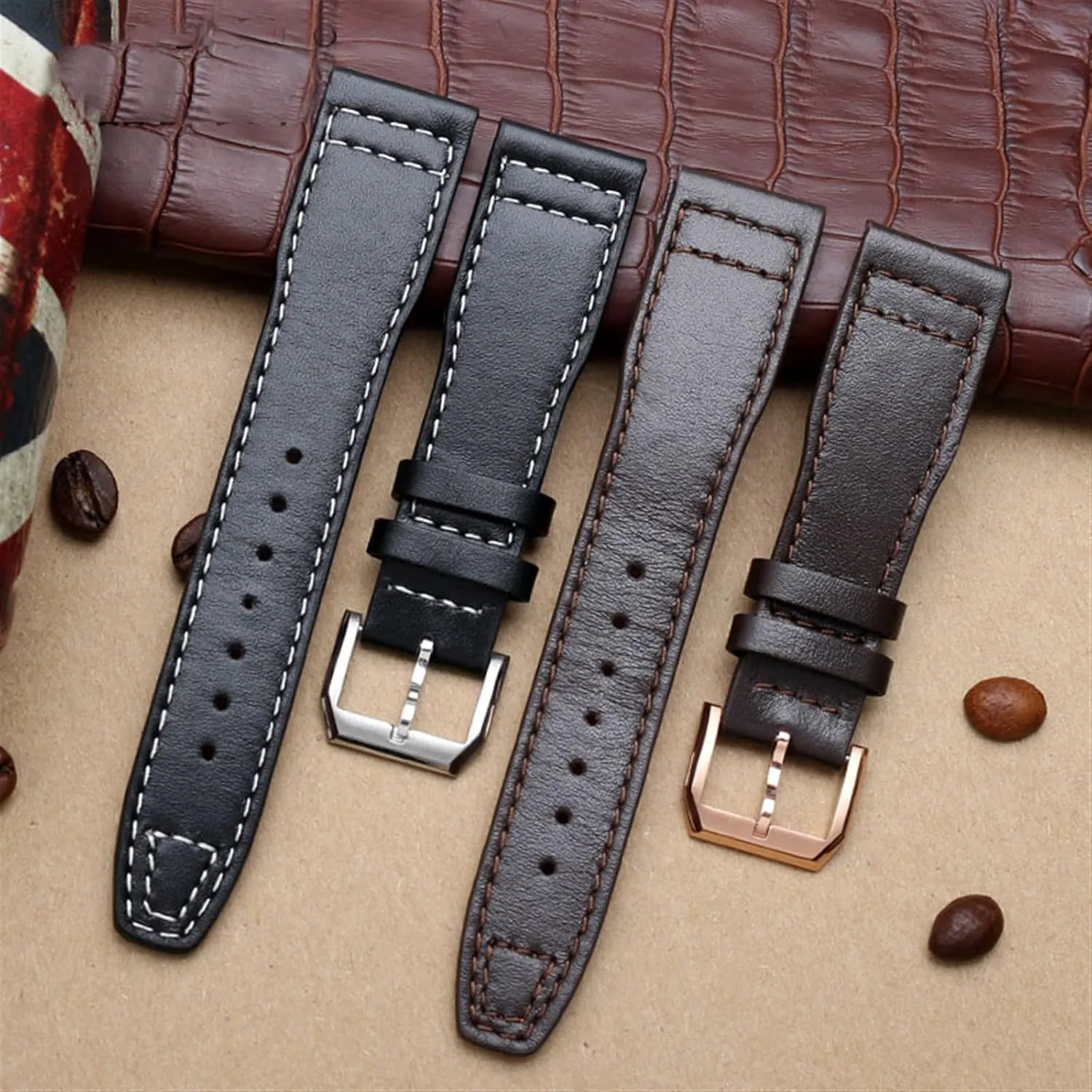 IW377714 practically concave lyrical concoct tether Watch Strap Calf Genuine Leather Bracelet 20mm 21mm Brown Black Men Watchband For IWC Pilot Mark XVIII IW327004 