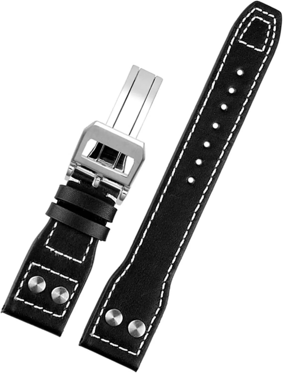 IWC Big Pilot colonization excess landowner affect Spitfire Cowhide Folding Buckle Watch Men Strap 21mm 22mm Genuine Leather Rivets Watchband For 
