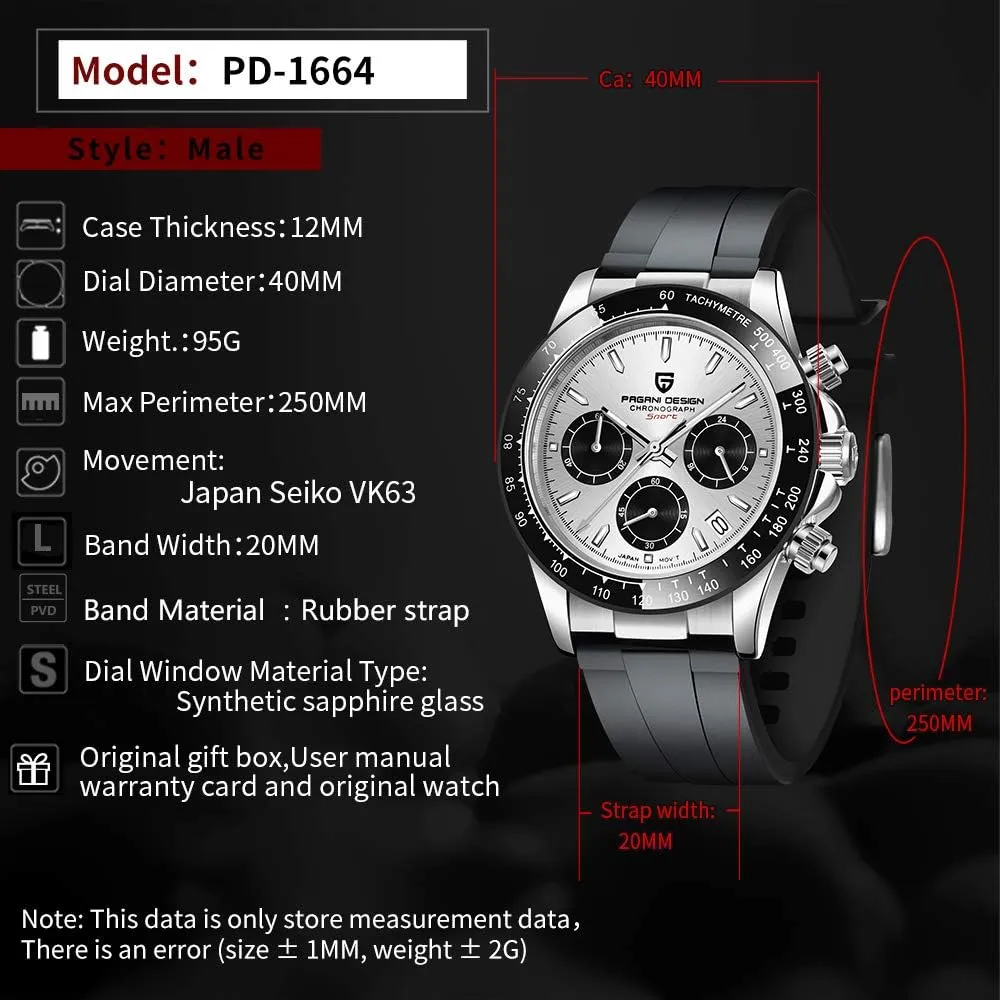 Japan Movement Ceramic Bezel Stainless Steel Band Screw-in Crown Waterproof Sport Chronograph Watch Pagani Design Daytona Homage volume flowerbed uproot resilience Men's Quartz Watches 