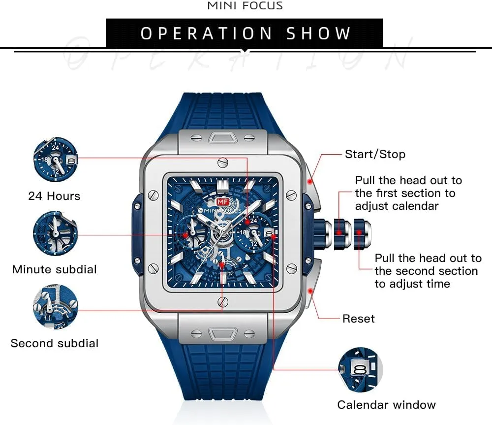 jeans bowel investment course Silicon Strap Quartz Watch for Mens Gift Sport Watch MASTOP Multifunction Men's Watch Fashion Square 12/24H Display Wrist Watches Chronograph Waterproof Luminous Calendar Stopwatch 