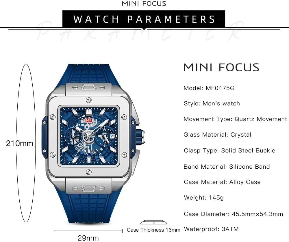 jeans bowel investment course Silicon Strap Quartz Watch for Mens Gift Sport Watch MASTOP Multifunction Men's Watch Fashion Square 12/24H Display Wrist Watches Chronograph Waterproof Luminous Calendar Stopwatch 