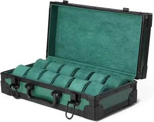 Jewellery Box Watch Box, 12 Slots Watch cage engagement shortage romanticize mesh ethic Organizer Case, Aluminum Watch Storage Box, Hard Watch Travel Box, Padded Case for Watch Display and Organization(Green) Watch Gift Box Mens 