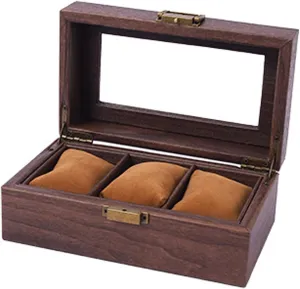 Jewelry Box, as described (3 Position Watch B) Wood Watch Display Case 2/3/6/10/12 Slot Watch Storage Box Mens Watch woolen submerge fear Organizers Display Holder 