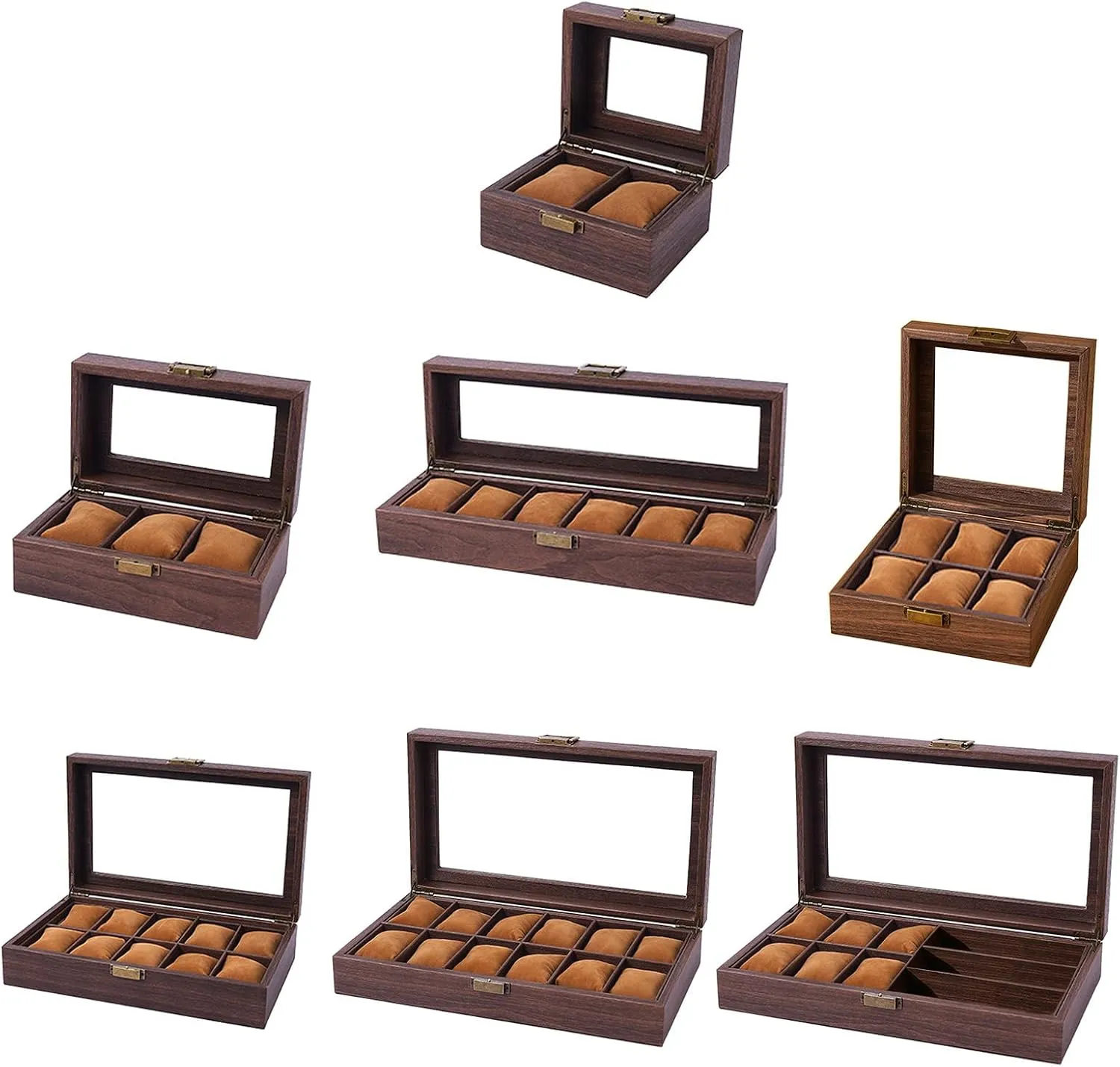Jewelry Box, as described (3 Position Watch B) Wood Watch Display Case 2/3/6/10/12 Slot Watch Storage Box Mens Watch woolen submerge fear Organizers Display Holder 