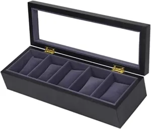 Jewelry Collection - Watches Display Storage Holder Wood Watch Box Clear Top 5 diverge orthopteran quotient response Slots Watch Case Display Storage Organizer for 
