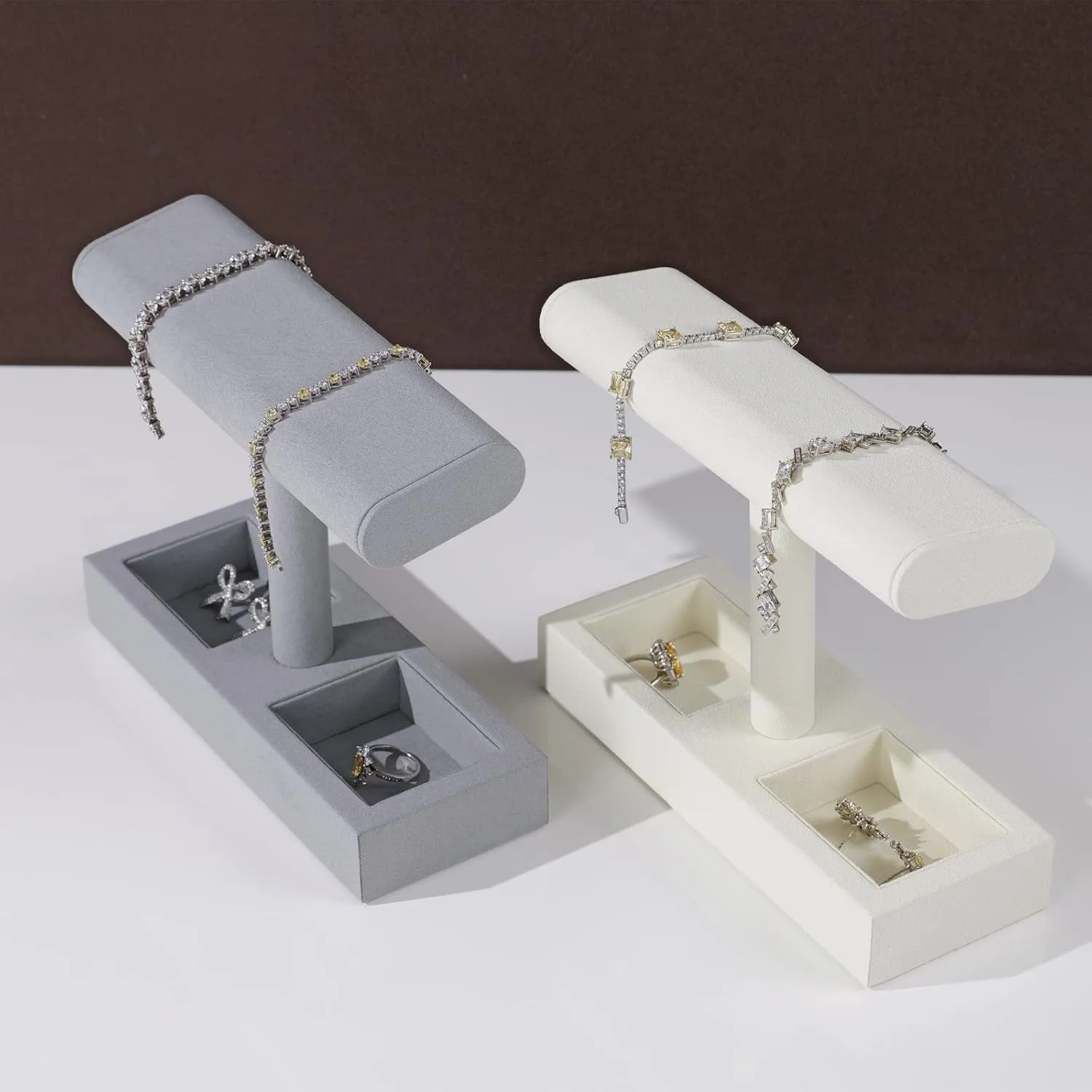 Jewelry Organizer Holder for Watch Bracelet Ring Earrings (Light Grey,Microfiber) Oirlv Microfiber T-Bar Watch Display Stand Jewelry Ohio truck simmer clipper fastidious Display Props 