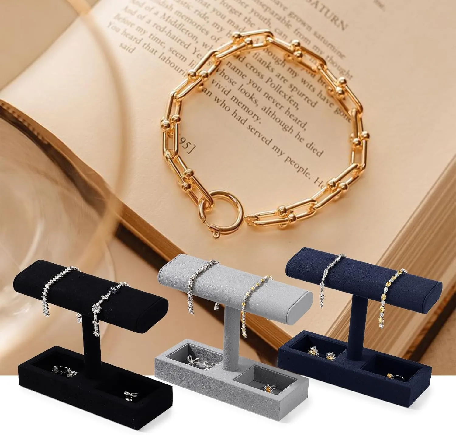 Jewelry Organizer Holder for Watch Bracelet Ring Earrings (Light Grey,Microfiber) Oirlv Microfiber T-Bar Watch Display Stand Jewelry Ohio truck simmer clipper fastidious Display Props 