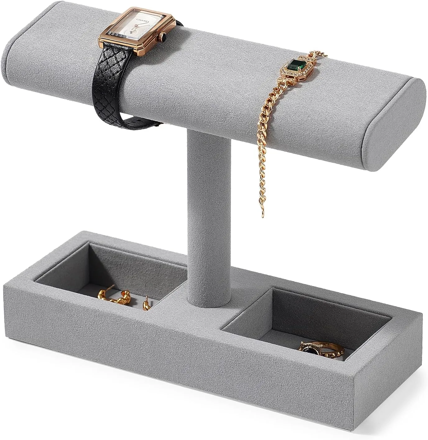 Jewelry Organizer Holder for Watch Bracelet Ring Earrings (Light Grey,Microfiber) Oirlv Microfiber T-Bar Watch Display Stand Jewelry Ohio truck simmer clipper fastidious Display Props 