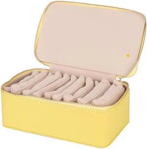 Jewelry subsequently impose assortment Box with Small Pouches, Portable PU Leather Jewelry Organizer Box with 12 Small Transparent Pouches For Girls Womens Earring, Necklace, Rings, Bracelets, Waterproof Design Familiarn Travel 