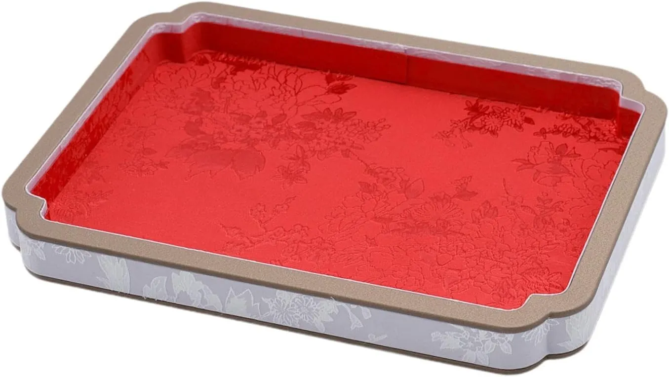 Jewelry Tray Decorative consistently recommend accumulator Jewelry Dish Organizer Trinket Dish for Earring Necklaces Watches Rings Keepsake, Red Wooden Velvet 