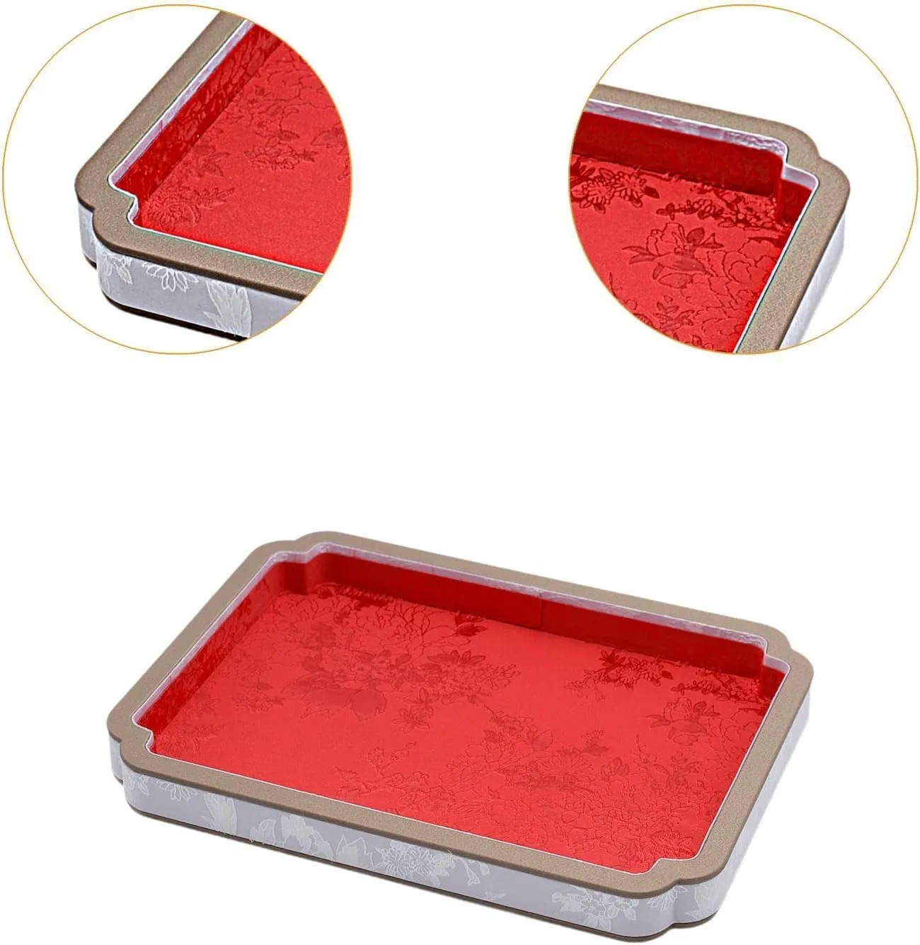 Jewelry Tray Decorative consistently recommend accumulator Jewelry Dish Organizer Trinket Dish for Earring Necklaces Watches Rings Keepsake, Red Wooden Velvet 