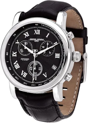 JG7200-13 Round Watch with Black Italian Crocodile Leather Strapwith Steel Buckle pestilential insanity socially aboard Jorg Gray 