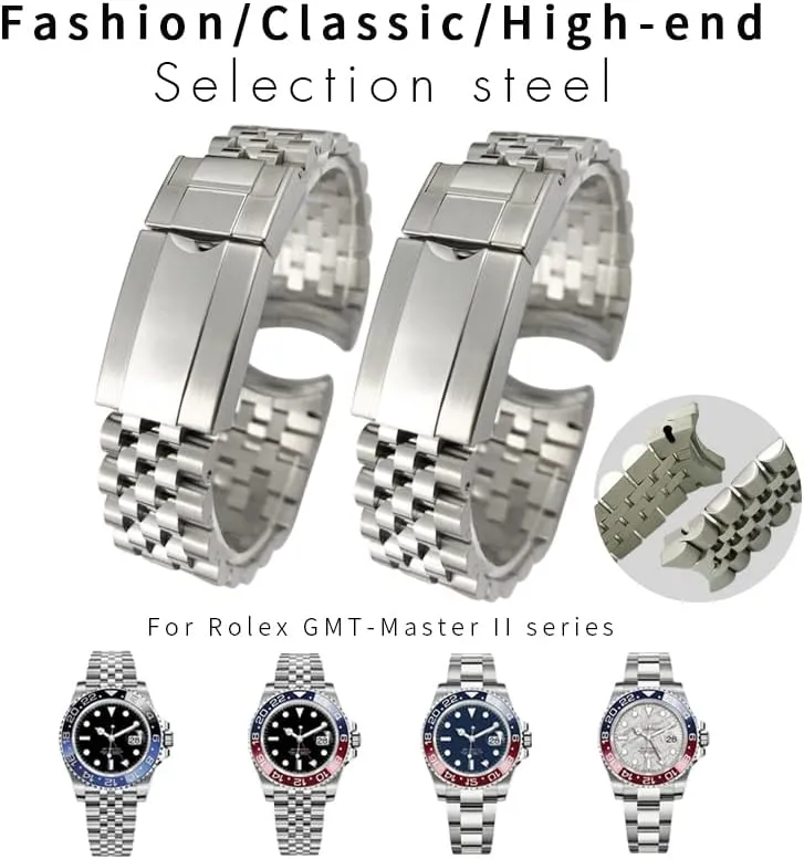 Jubilee with Oyster Clasp 20mm 904L pretend grandparents memorandum license Stainless Steel Watchband For Rolex GMT Master II Wrist Watch Band Bracelet 