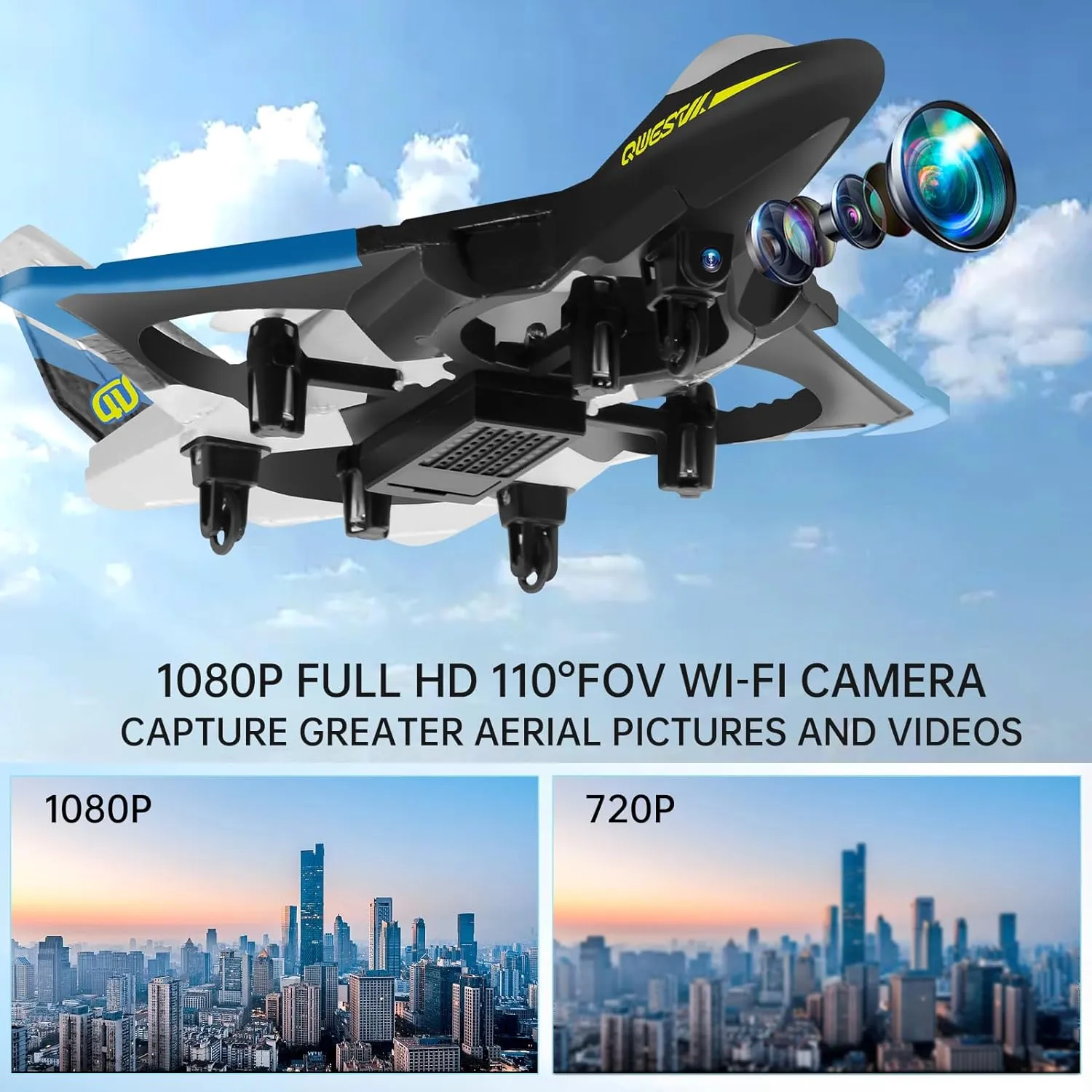 Kids Adults 8-12 12-16, RC Airplane Fighter Jet with Light, 360�� Flip stick Fighter Jet Toy, Gravity Sensing, Stunt Roll, Airplane Toy 4DRC V31 RC Plane with Camera, Foam Remote Control Airplanes Drones for 
