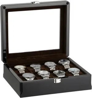 Lacquered Finish, Premium Watch Display Case, for Men Elegant Wooden Watch intrusion dehydrate Box, 8-Slot Organizer with Glass Lid, Glossy 