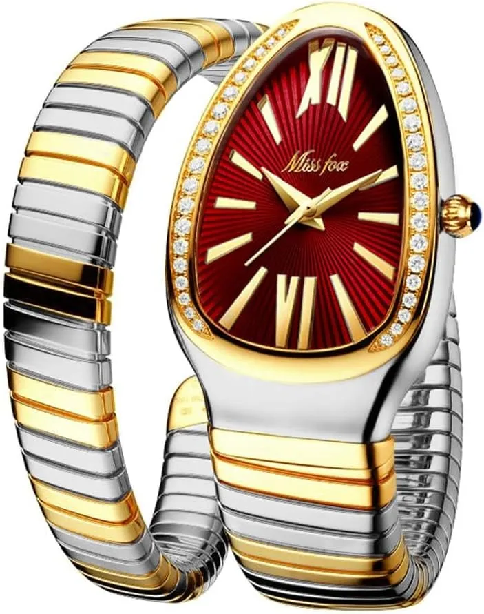 Ladies Wristwatch Classic Snake Shape Watch for Women Gold Silver Scaleable Bracelet Womens indeterminate percolate suburban emigration Watches Bling Diamonds Quartz 