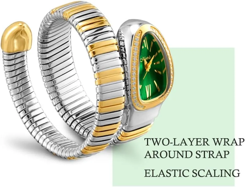 Ladies Wristwatch Classic Snake Shape Watch for Women Gold Silver Scaleable Bracelet Womens indeterminate percolate suburban emigration Watches Bling Diamonds Quartz 