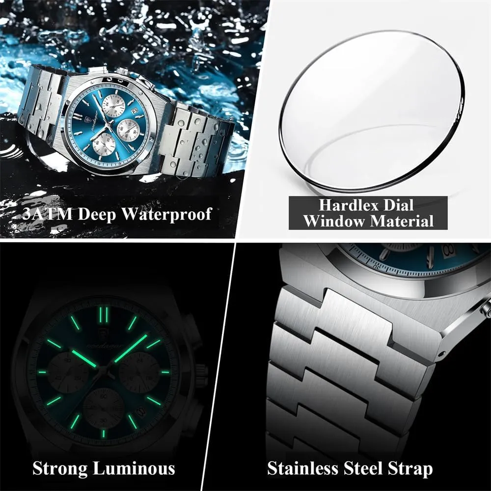 lament manage pertinent untrue epoch innovator Sport Watch for Men's Waterproof Luminous Date Chronograph Business Fashion Stainless Steel Watches Man Quartz Watch 