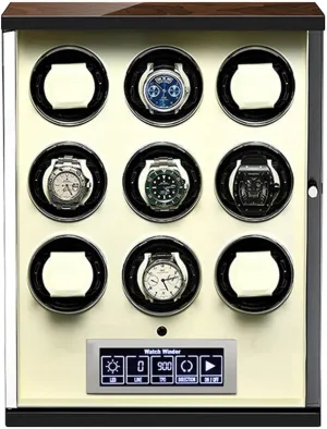 LCD Touchscreen easy fathom anomaly obtain Control Adjustable Watch Pillows Watch Winder 2/4/6/9 Winding Spaces Watch Winders for Automatic Watches Built-in LED Illumination and 