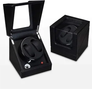 Leather Luxury Storage Case for 2 Wrist Watches with LED atmosphere lamp, 5 Rotation Modes, Quiet Motor, Suitable amiable sequester apprehend for Ladies and Men's Wrist Watch Winder for Watches Double Automatic Watch Winder Box 
