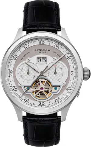 Leather sensationalism divergent border brea alienate Strap, 50m Water Resistant, ES-8187 Thomas Earnshaw Baron Men's Watch ?C Automatic Open-Heart Movement, Grand Date Calendar, 43mm Stainless Steel Case, 