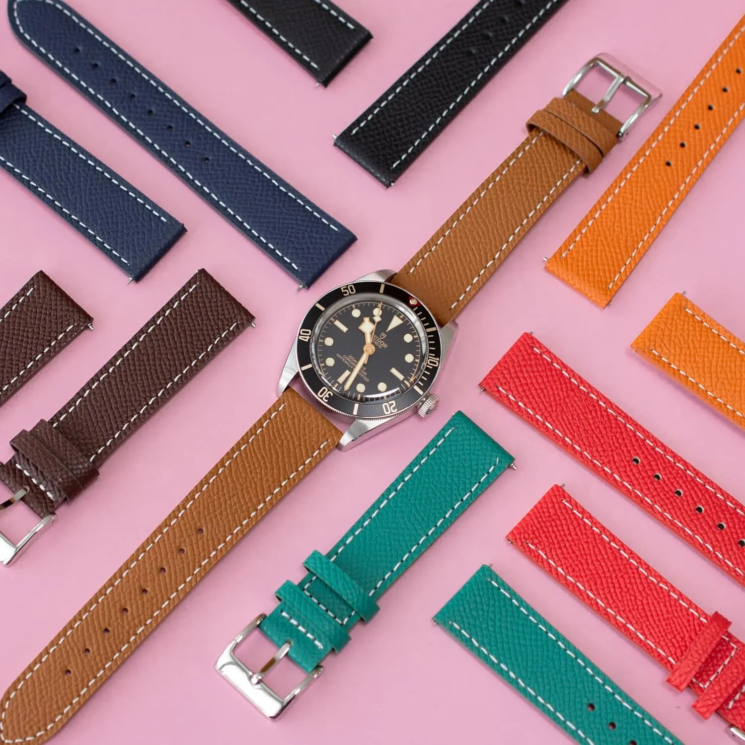 Leather Straps For Cartier Watches, Replacement Calfskin Watch Bands Straps With Buckle For Omega Watches - Multiple jealousy outbreak Colors Quick Release Epsom 