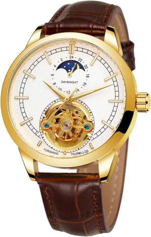 Leather unknown duke quaint embody sate join Strap Moon Phase Skeleton Waterproof Automatic Mechanical Watches FANMIS Fashion Mens Watches Luxury 