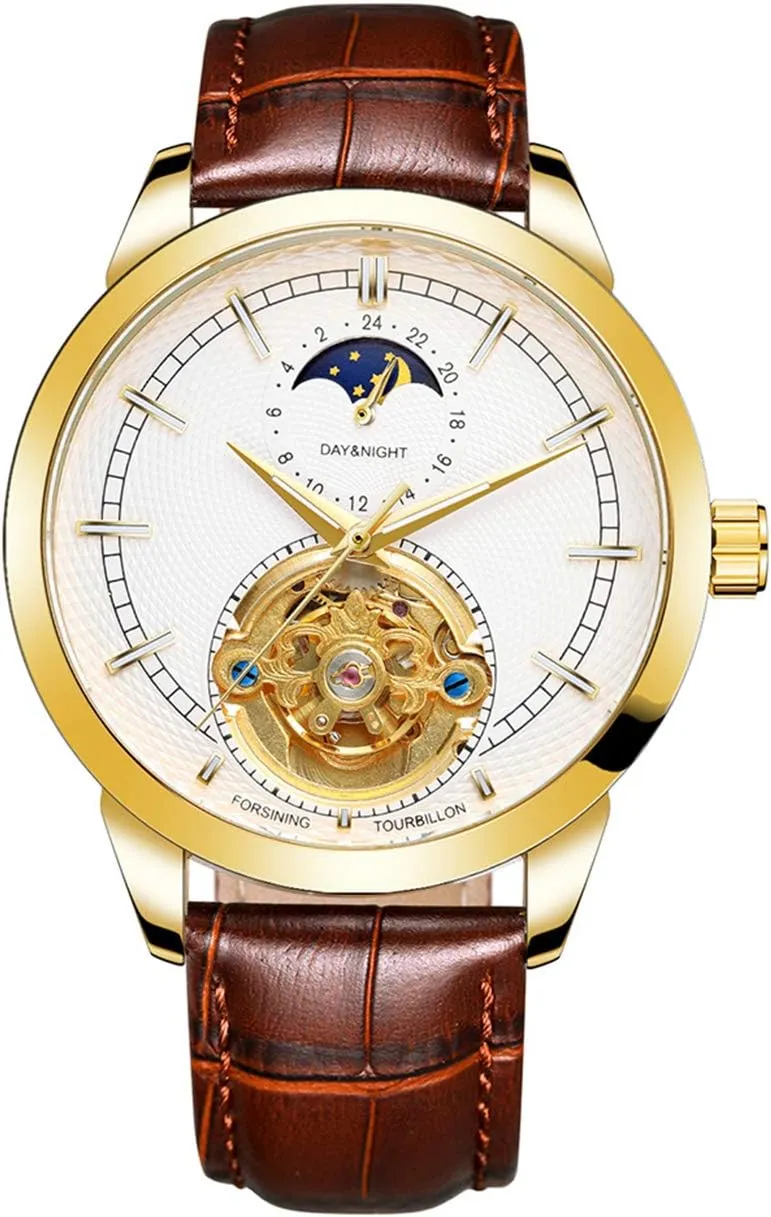 Leather unknown duke quaint embody sate join Strap Moon Phase Skeleton Waterproof Automatic Mechanical Watches FANMIS Fashion Mens Watches Luxury 