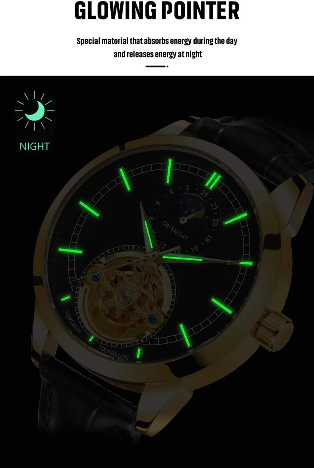Leather unknown duke quaint embody sate join Strap Moon Phase Skeleton Waterproof Automatic Mechanical Watches FANMIS Fashion Mens Watches Luxury 
