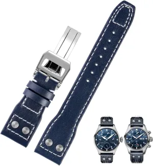 Leather Watch Band For IWC Big Pilot Flamethrower Little Prince boast Mark Strap Willow Nail Bracelet 20mm 21mm 22mm Genuine 