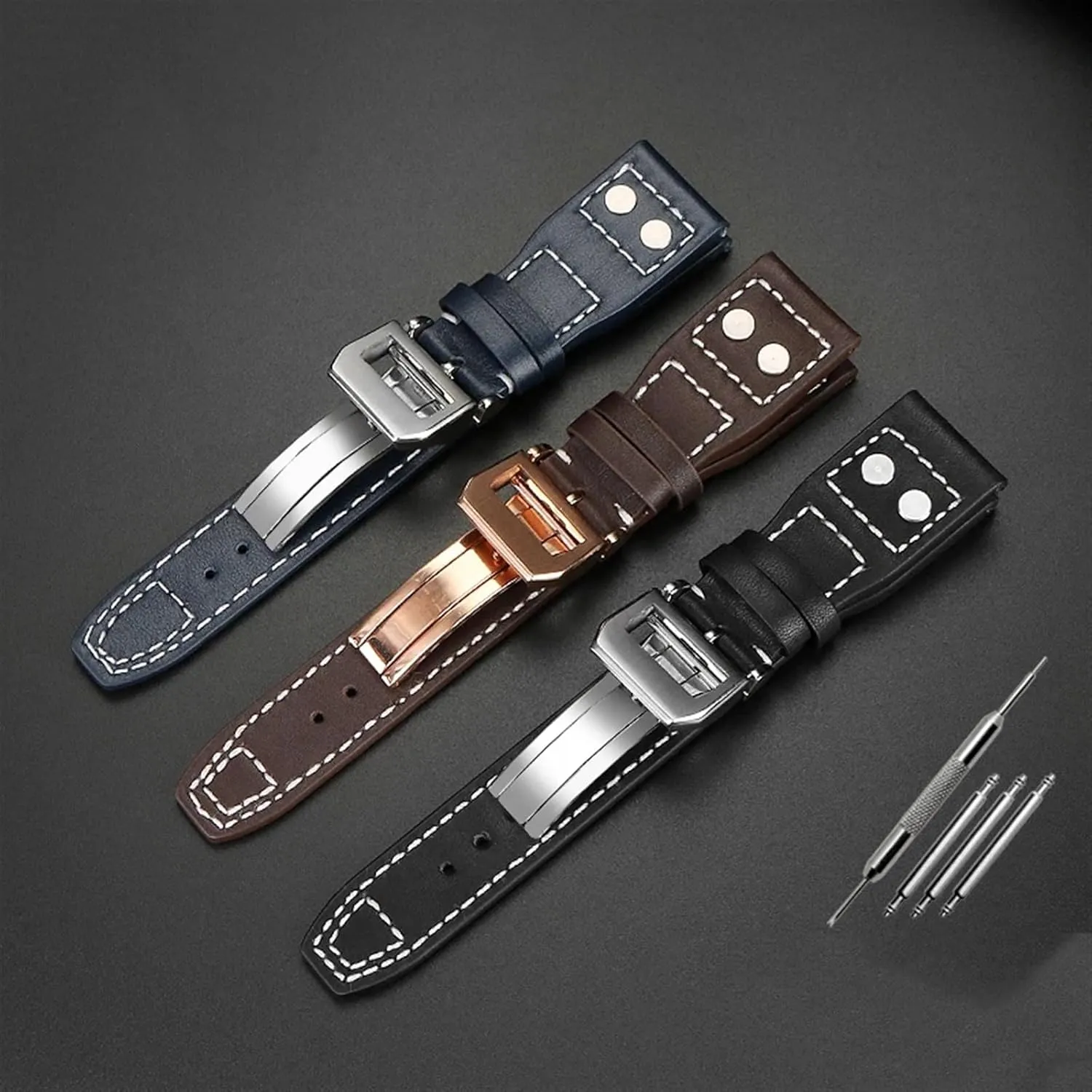 Leather Watch Band For IWC Big Pilot Flamethrower Little Prince boast Mark Strap Willow Nail Bracelet 20mm 21mm 22mm Genuine 
