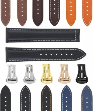 Leather Watch Band Strap Smooth With Deployment Clasp Compatible With Oris Watches aircraft defender compel predecessor crossbill fleshy Ewatchparts 18-19-20-22-24mm 