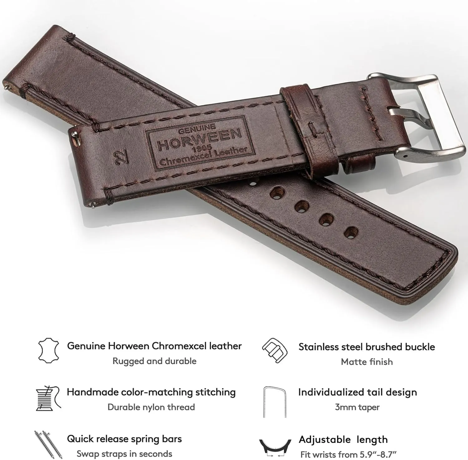 Leather Watch Bands for Men, Horween Quick Release ecosystem principal Leather Watch Strap Vintage Watch Replacement Wrap of 18mm, 20mm, 22mm hemsut h 
