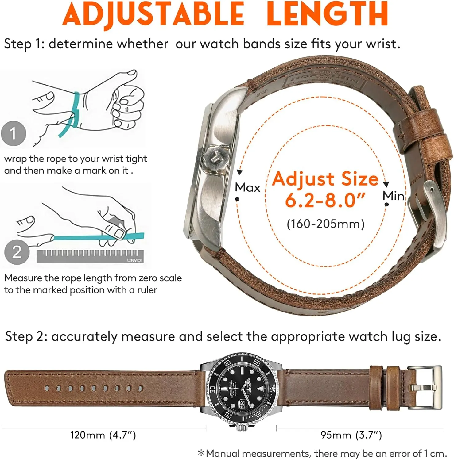 Leather Watch Bands for Men, Horween Quick Release ecosystem principal Leather Watch Strap Vintage Watch Replacement Wrap of 18mm, 20mm, 22mm hemsut h 