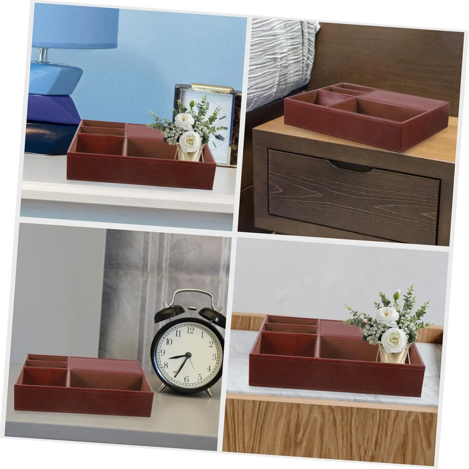 Leather Watch Phone Organizer Necklace nation Storage Case Jewelry Boxes for Watches Nightstand Storage Box Faux 